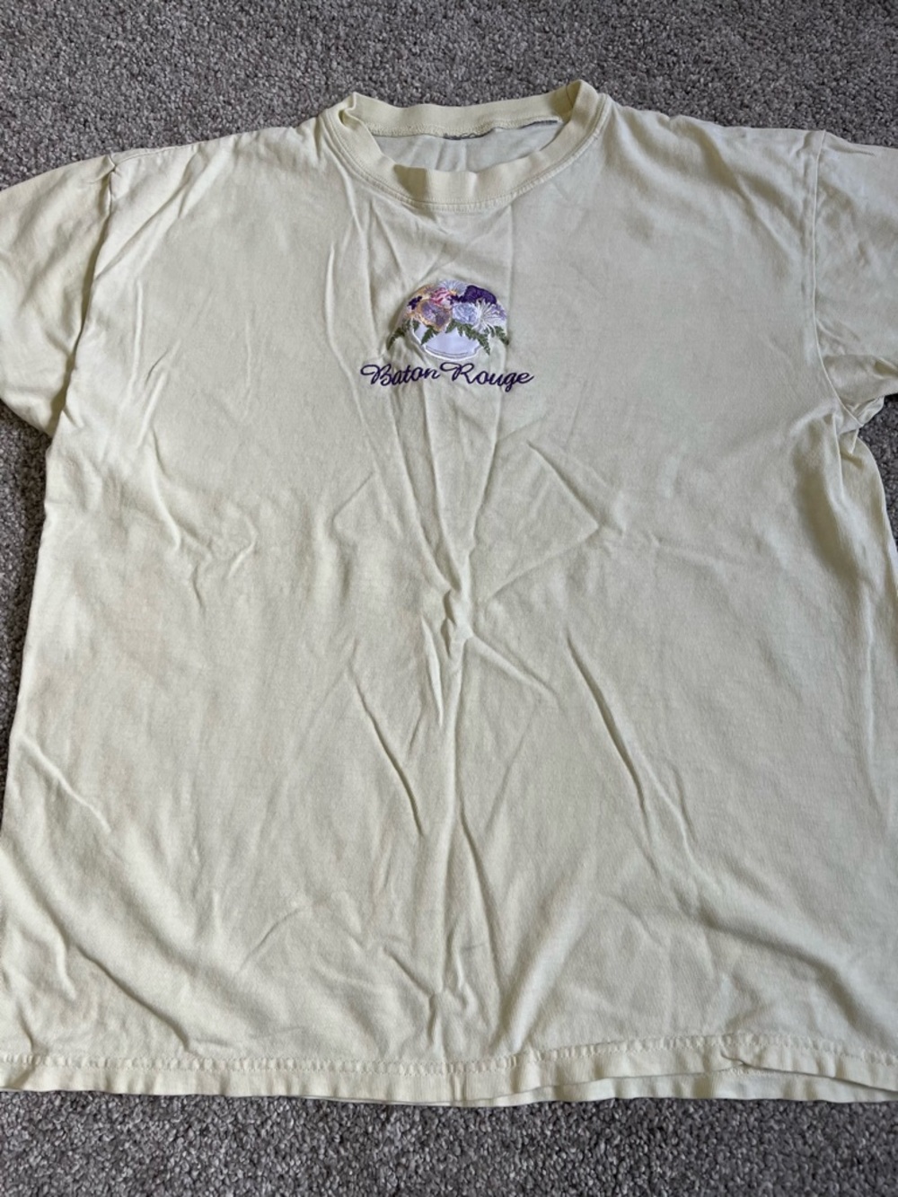 Butter yellow embroidered tee